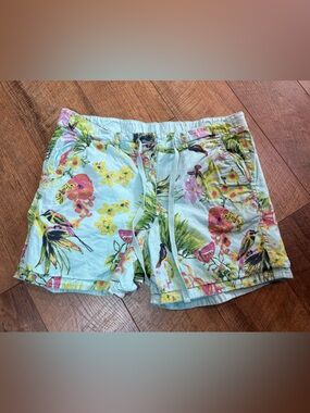 Tailor Vintage Reversible Tropical Shorts Mens L Blue Floral Resort Vacation
